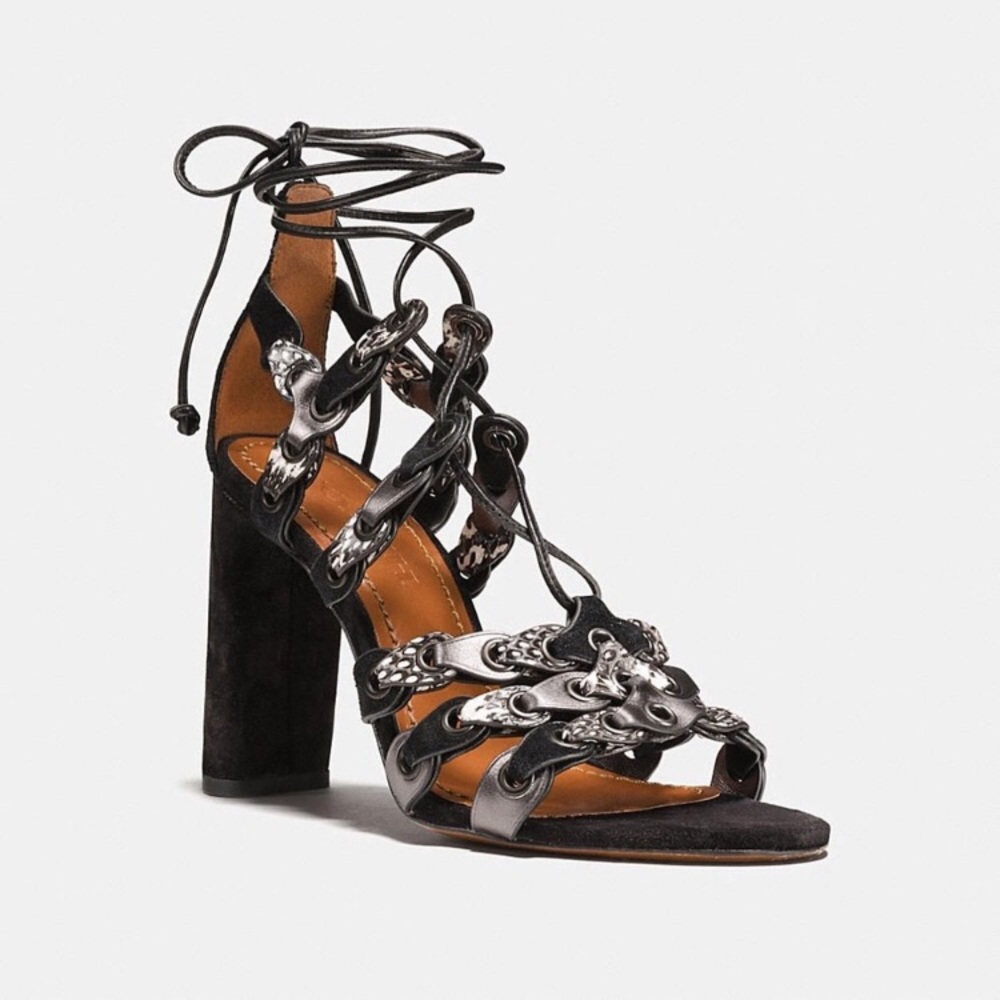 Coach link sandals with tie string